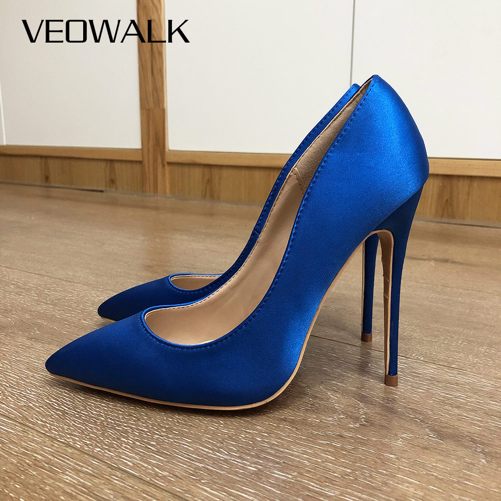 Slip Dress Satin - Veowalk azul real mulher cetim de