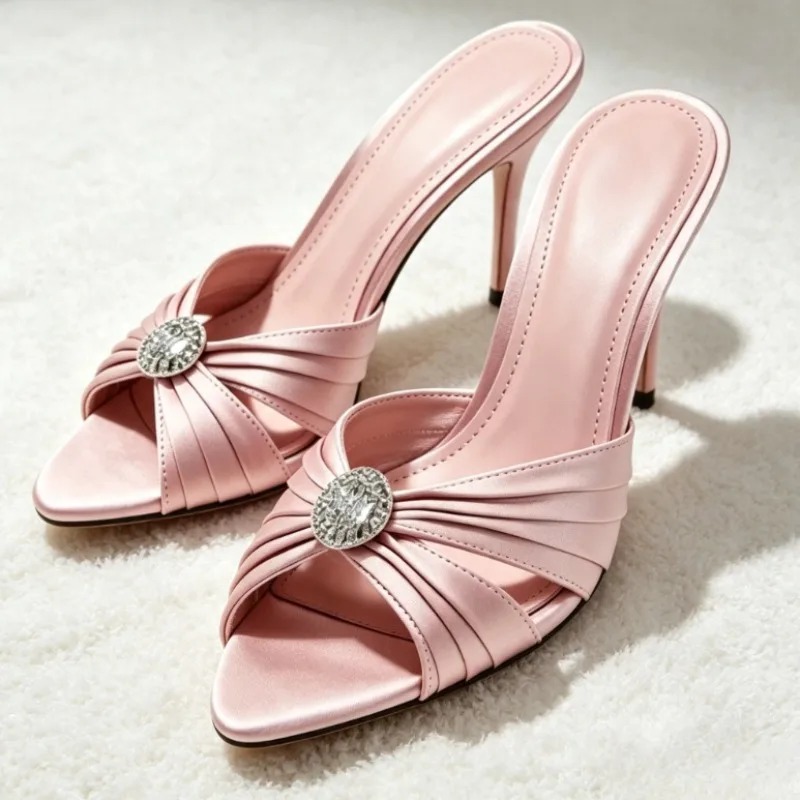 Sandálias Mule de Luxo com Det - Slip Dress Satin avaliação e preço